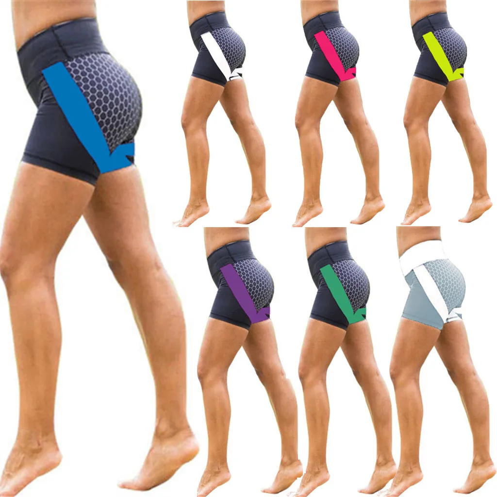 

Women Sport Shorts женские оѬ Summer Fashion Patchwork Mesh Digital Printing Slim Fit High Waist Running Shorts Free Ship